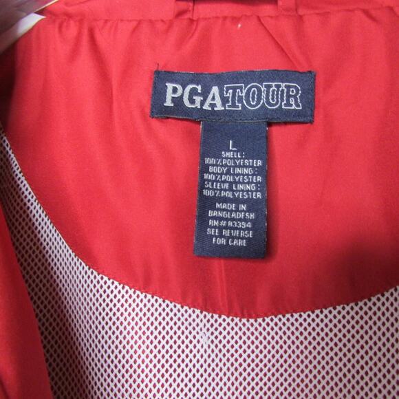 PGA Tour Windbreaker Golf Jacket Mesh Lining Red Size L Zip Up Embroidered Logo - Picture 8 of 8